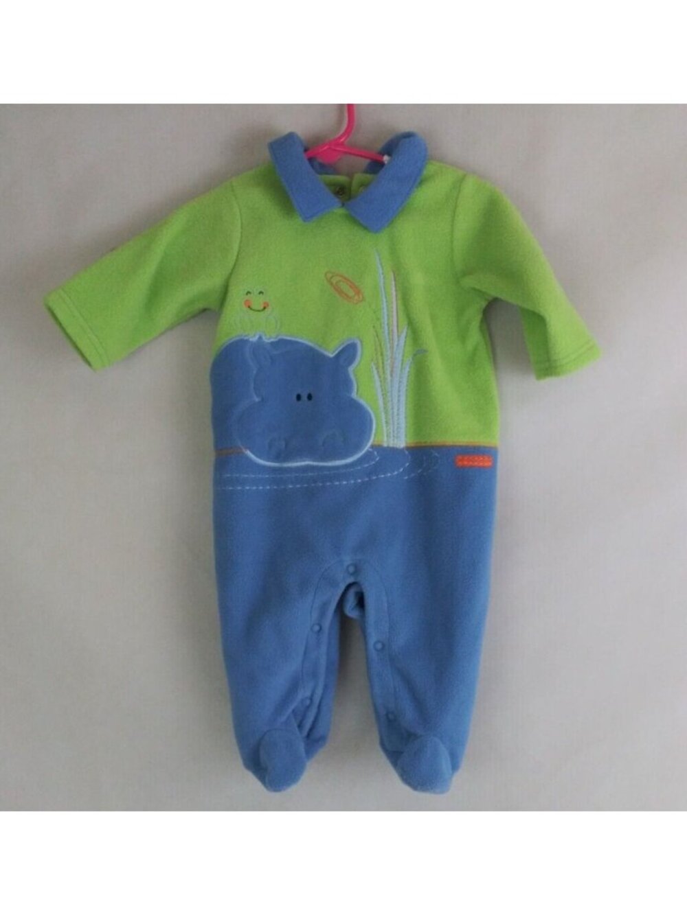 Bright Future Soft Footed Bodysuit Baby Hippo & Frog Design Infant 3-6 Months
